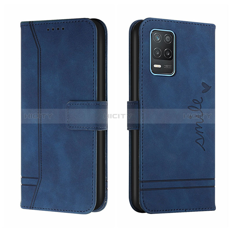 Coque Portefeuille Livre Cuir Etui Clapet H01X pour Realme 8 5G Bleu Plus