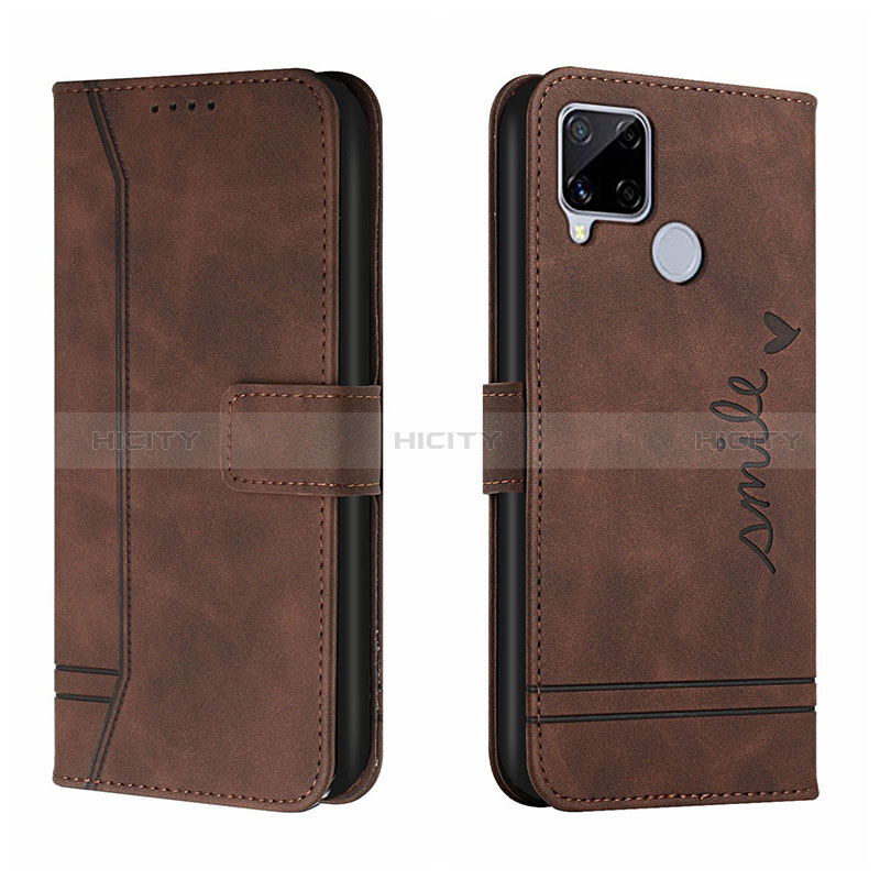 Coque Portefeuille Livre Cuir Etui Clapet H01X pour Realme C12 Marron Plus