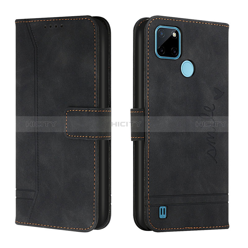 Coque Portefeuille Livre Cuir Etui Clapet H01X pour Realme C21Y Noir Plus