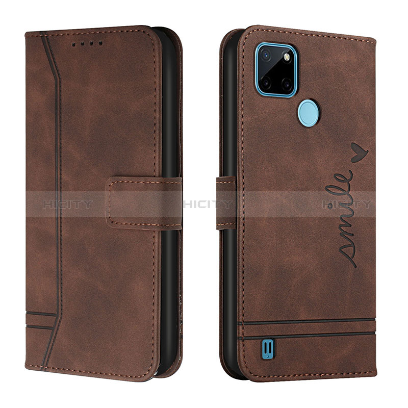 Coque Portefeuille Livre Cuir Etui Clapet H01X pour Realme C25Y Marron Plus