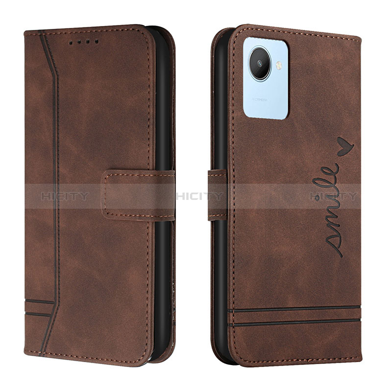 Coque Portefeuille Livre Cuir Etui Clapet H01X pour Realme C30 Marron Plus