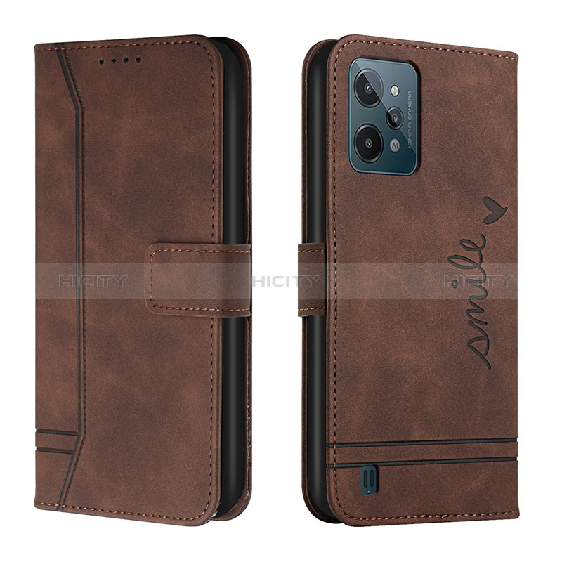 Coque Portefeuille Livre Cuir Etui Clapet H01X pour Realme C31 Marron Plus