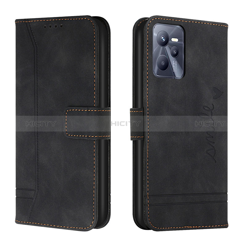 Coque Portefeuille Livre Cuir Etui Clapet H01X pour Realme C35 Noir Plus