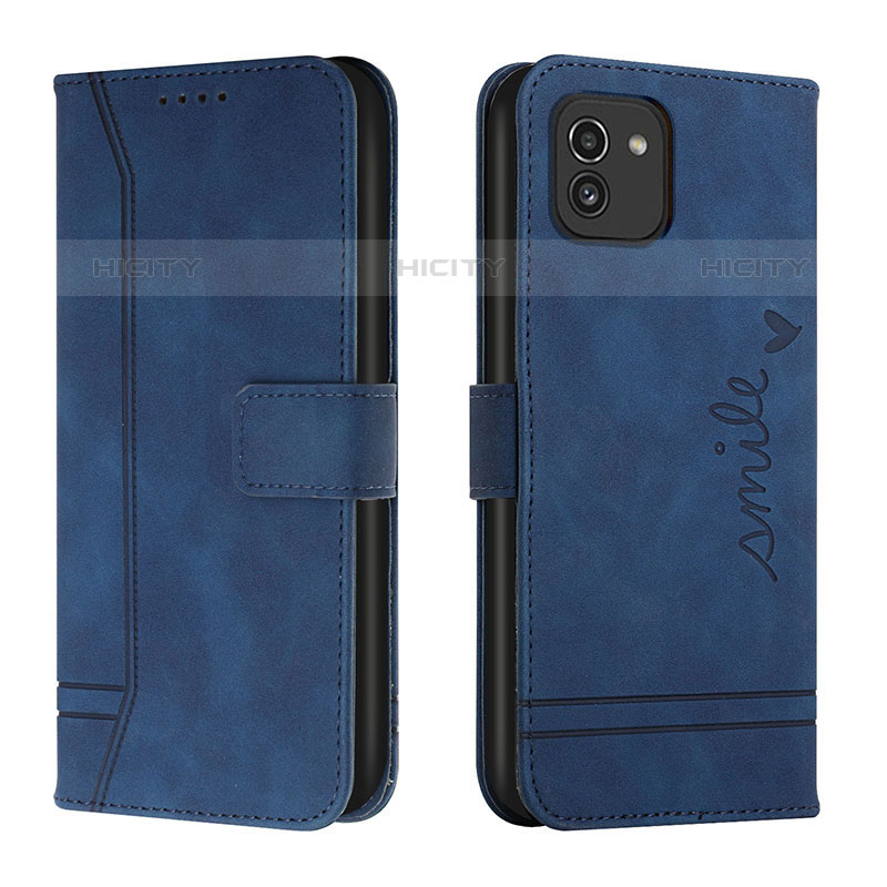 Coque Portefeuille Livre Cuir Etui Clapet H01X pour Samsung Galaxy A03 Bleu Plus