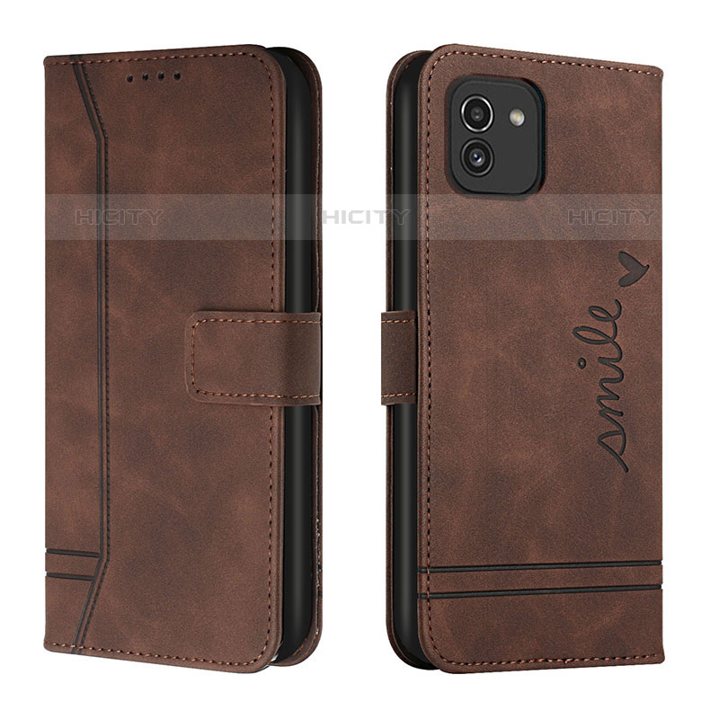 Coque Portefeuille Livre Cuir Etui Clapet H01X pour Samsung Galaxy A03 Marron Plus