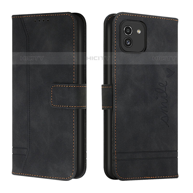 Coque Portefeuille Livre Cuir Etui Clapet H01X pour Samsung Galaxy A03 Noir Plus