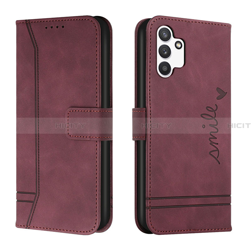 Coque Portefeuille Livre Cuir Etui Clapet H01X pour Samsung Galaxy A13 4G Rouge Plus