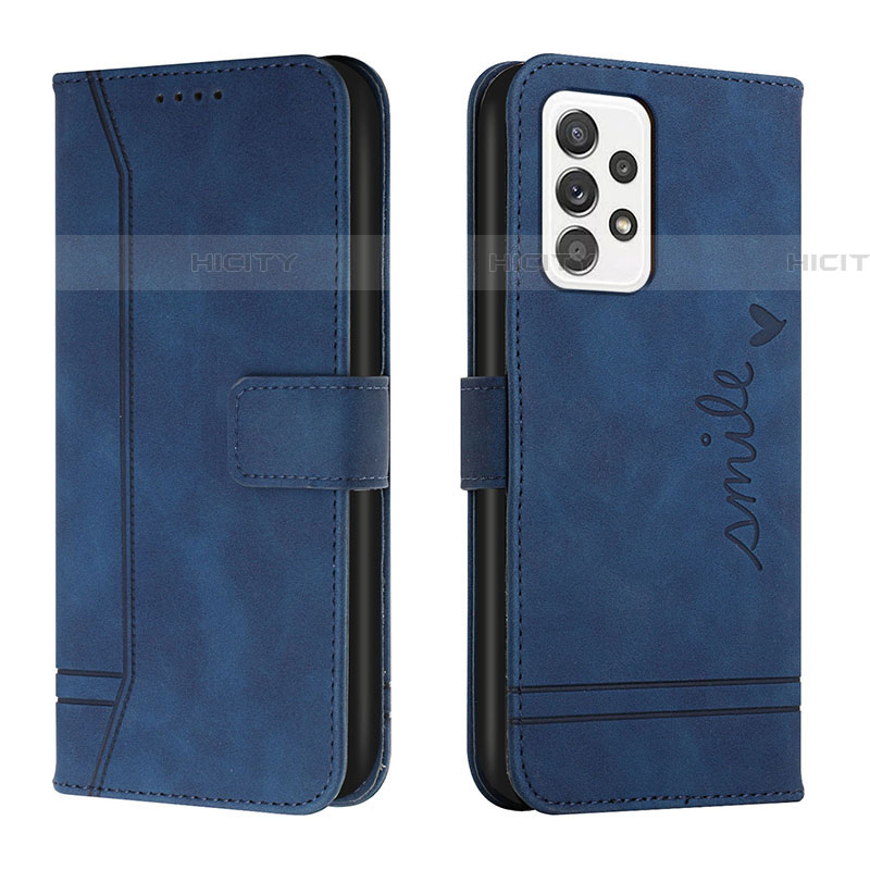 Coque Portefeuille Livre Cuir Etui Clapet H01X pour Samsung Galaxy A53 5G Bleu Plus