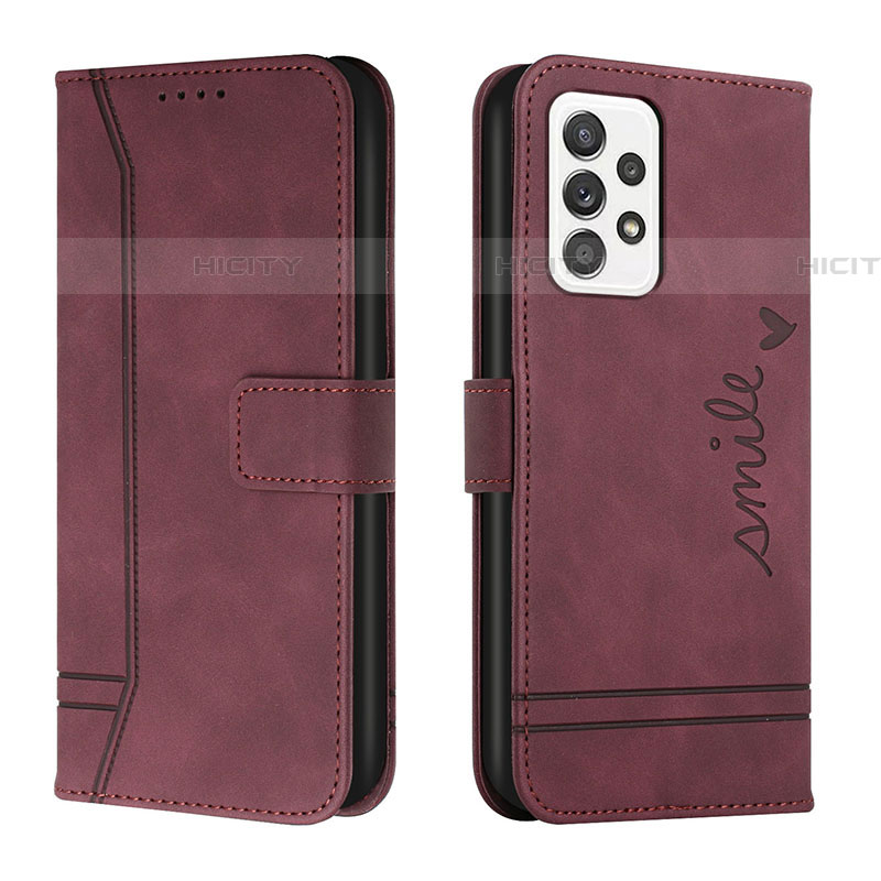 Coque Portefeuille Livre Cuir Etui Clapet H01X pour Samsung Galaxy A53 5G Rouge Plus