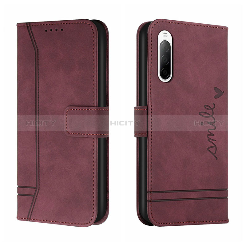 Coque Portefeuille Livre Cuir Etui Clapet H01X pour Sony Xperia 10 II Rouge Plus