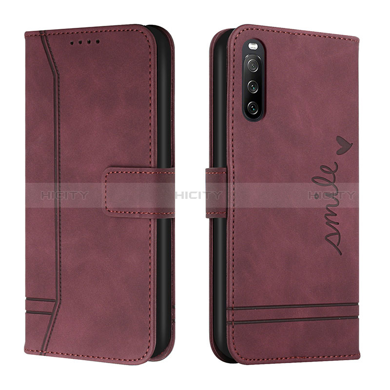 Coque Portefeuille Livre Cuir Etui Clapet H01X pour Sony Xperia 10 IV Rouge Plus