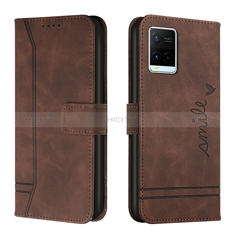 Coque Portefeuille Livre Cuir Etui Clapet H01X pour Vivo Y21 Marron Plus