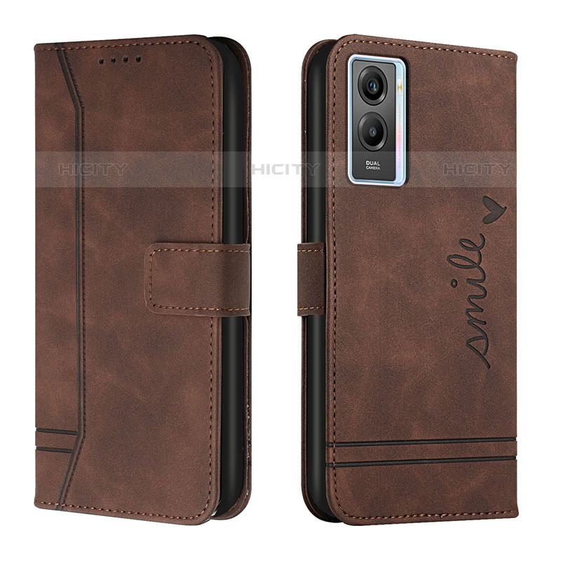 Coque Portefeuille Livre Cuir Etui Clapet H01X pour Vivo Y55s (2021) Marron Plus