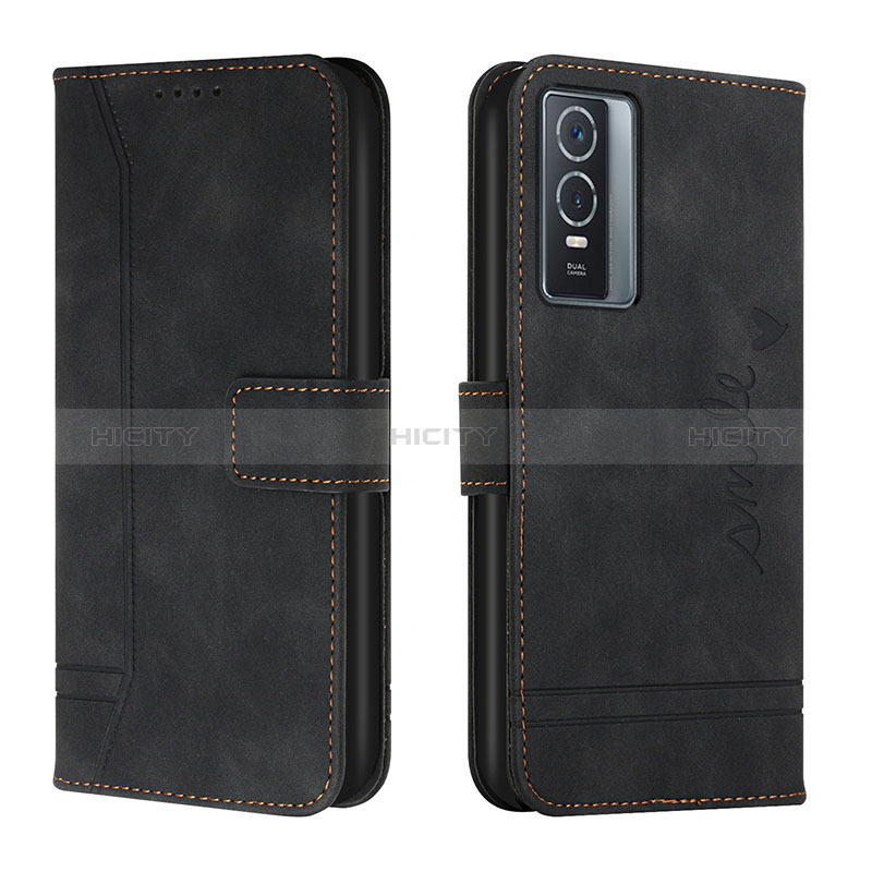 Coque Portefeuille Livre Cuir Etui Clapet H01X pour Vivo Y76 5G Noir Plus