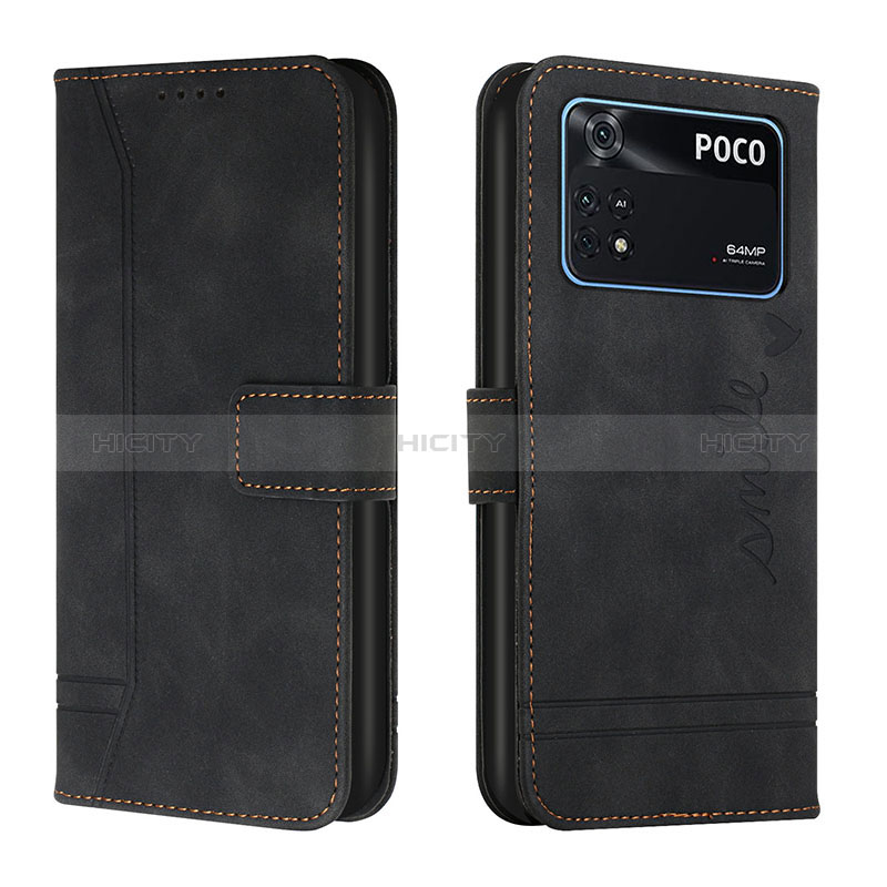 Coque Portefeuille Livre Cuir Etui Clapet H01X pour Xiaomi Poco M4 Pro 4G Noir Plus