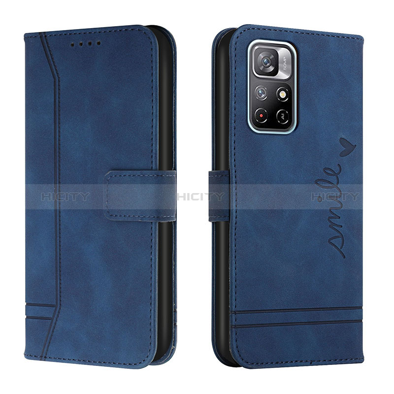 Coque Portefeuille Livre Cuir Etui Clapet H01X pour Xiaomi Poco M4 Pro 5G Bleu Plus