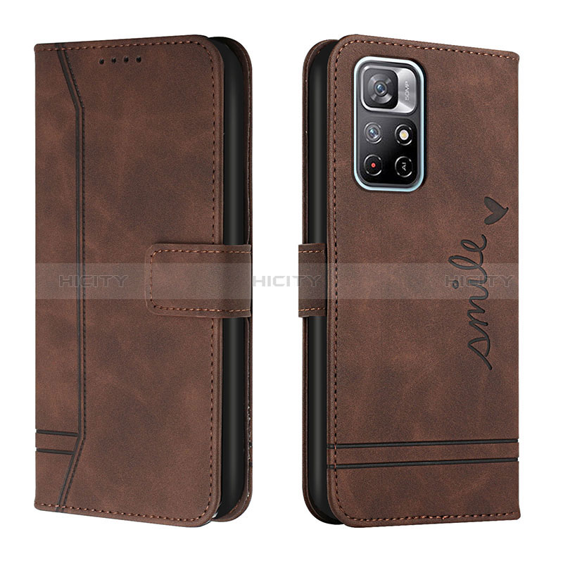 Coque Portefeuille Livre Cuir Etui Clapet H01X pour Xiaomi Poco M4 Pro 5G Marron Plus