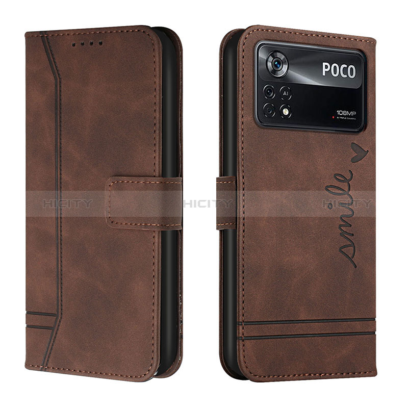 Coque Portefeuille Livre Cuir Etui Clapet H01X pour Xiaomi Poco X4 Pro 5G Marron Plus