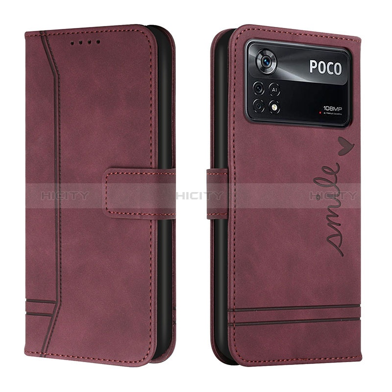 Coque Portefeuille Livre Cuir Etui Clapet H01X pour Xiaomi Poco X4 Pro 5G Rouge Plus