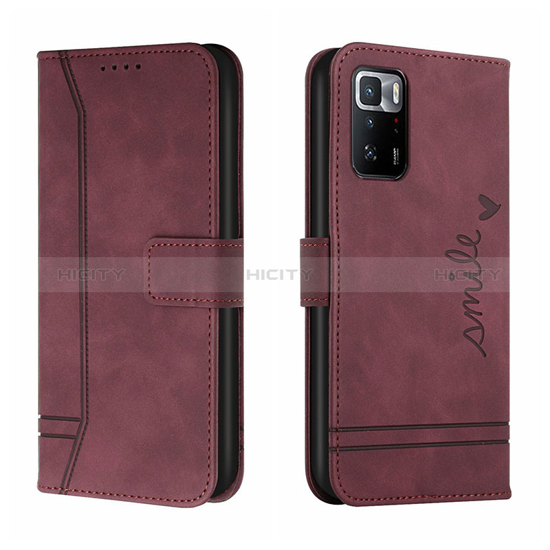 Coque Portefeuille Livre Cuir Etui Clapet H01X pour Xiaomi Redmi Note 10 Pro 5G Rouge Plus