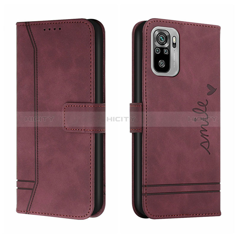 Coque Portefeuille Livre Cuir Etui Clapet H01X pour Xiaomi Redmi Note 10S 4G Rouge Plus