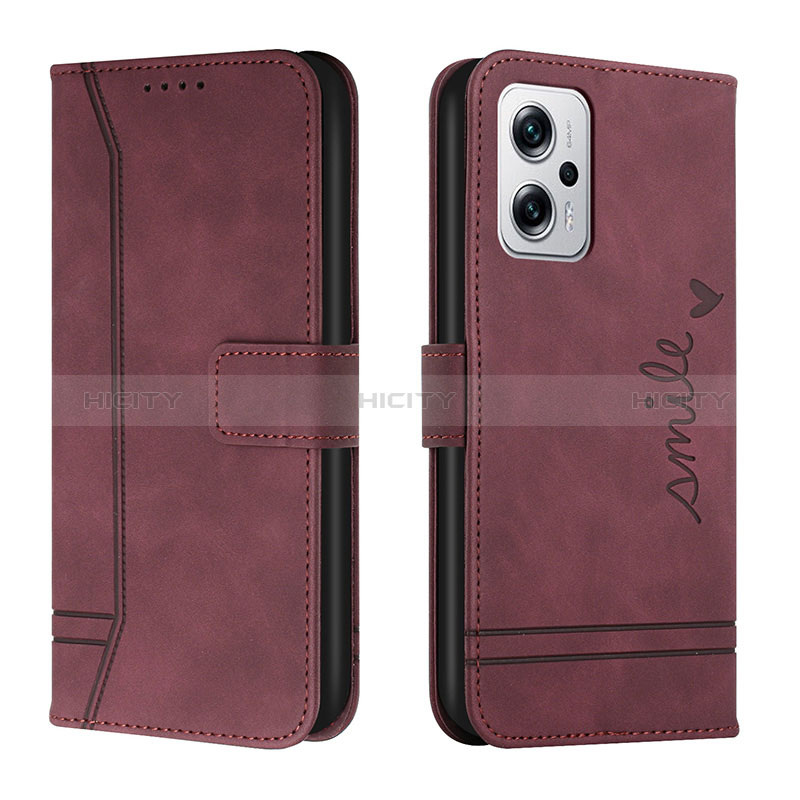 Coque Portefeuille Livre Cuir Etui Clapet H01X pour Xiaomi Redmi Note 11T Pro 5G Rouge Plus