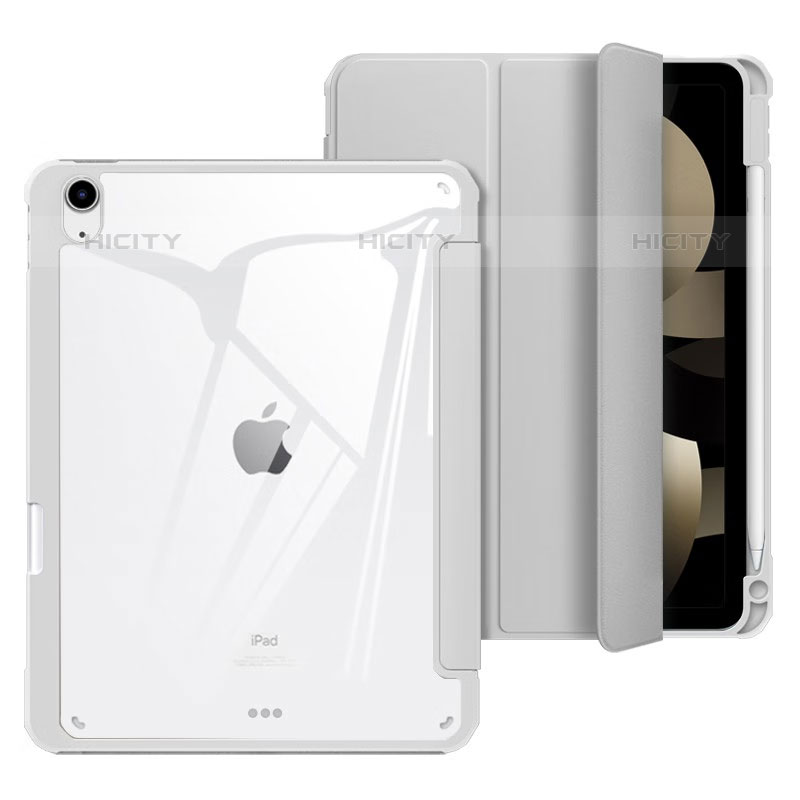 Coque Portefeuille Livre Cuir Etui Clapet H02 pour Apple iPad Air 4 10.9 (2020) Gris Plus