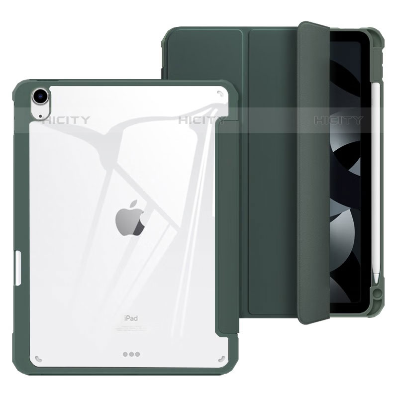 Coque Portefeuille Livre Cuir Etui Clapet H02 pour Apple iPad Air 4 10.9 (2020) Vert Plus