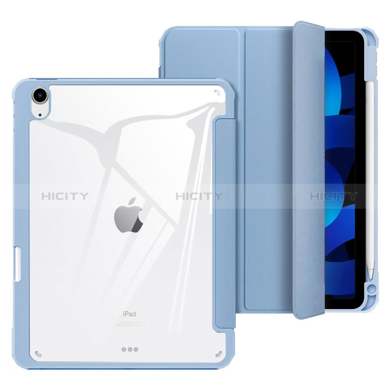 Coque Portefeuille Livre Cuir Etui Clapet H02 pour Apple iPad Air 5 10.9 (2022) Bleu Plus