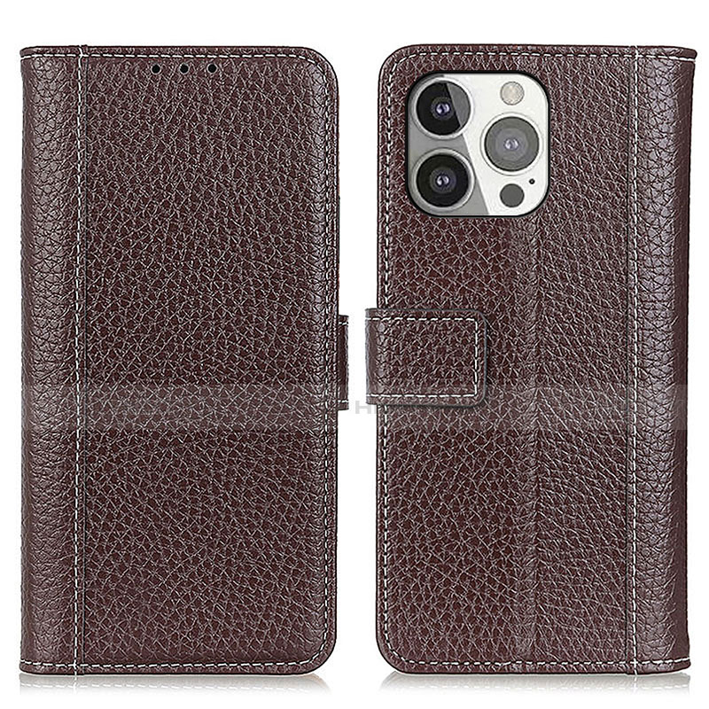 Coque Portefeuille Livre Cuir Etui Clapet H02 pour Apple iPhone 14 Pro Max Marron Plus