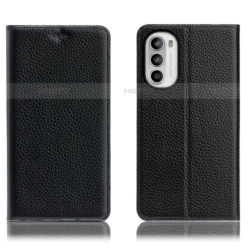 Coque Portefeuille Livre Cuir Etui Clapet H02P pour Motorola Moto Edge (2022) 5G Noir Plus