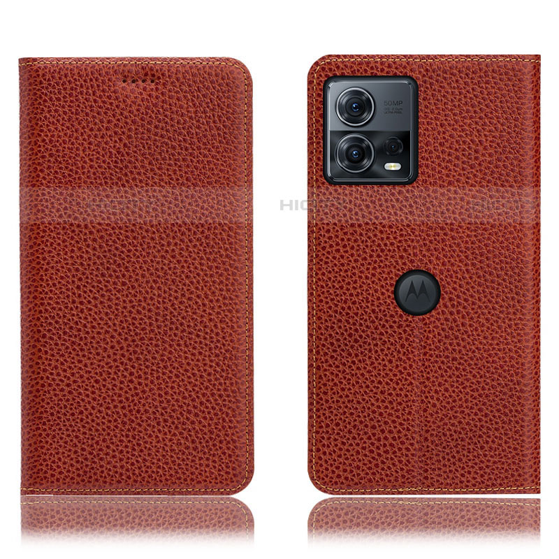 Coque Portefeuille Livre Cuir Etui Clapet H02P pour Motorola Moto Edge 30 Fusion 5G Marron Plus