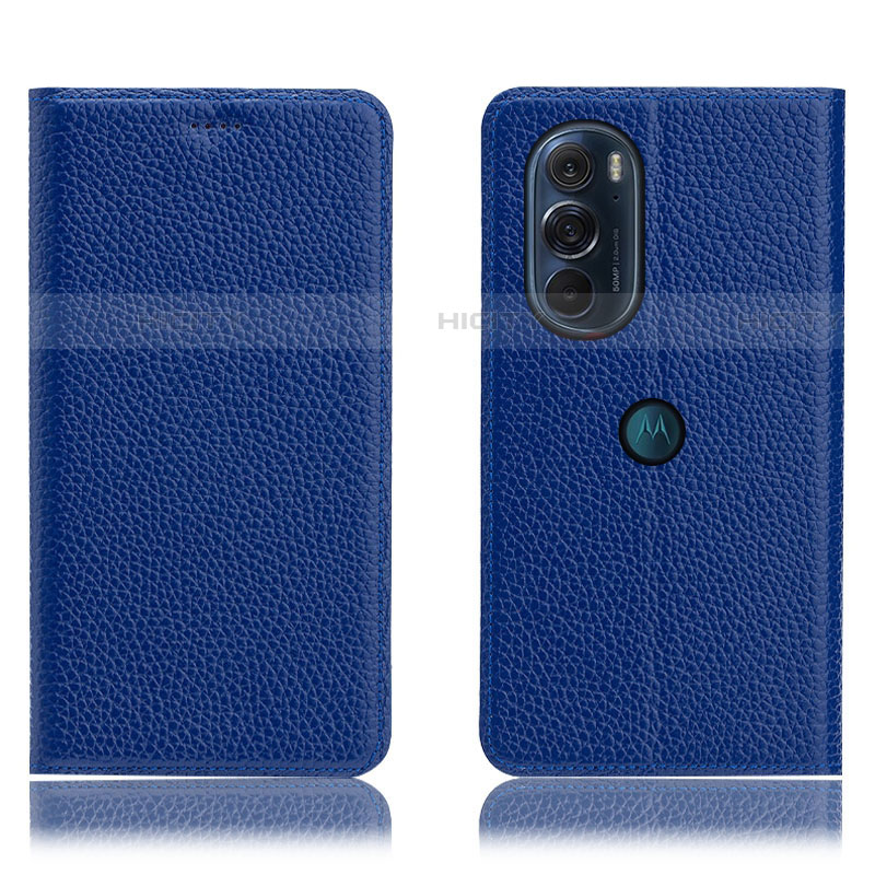 Coque Portefeuille Livre Cuir Etui Clapet H02P pour Motorola Moto Edge X30 5G Bleu Plus