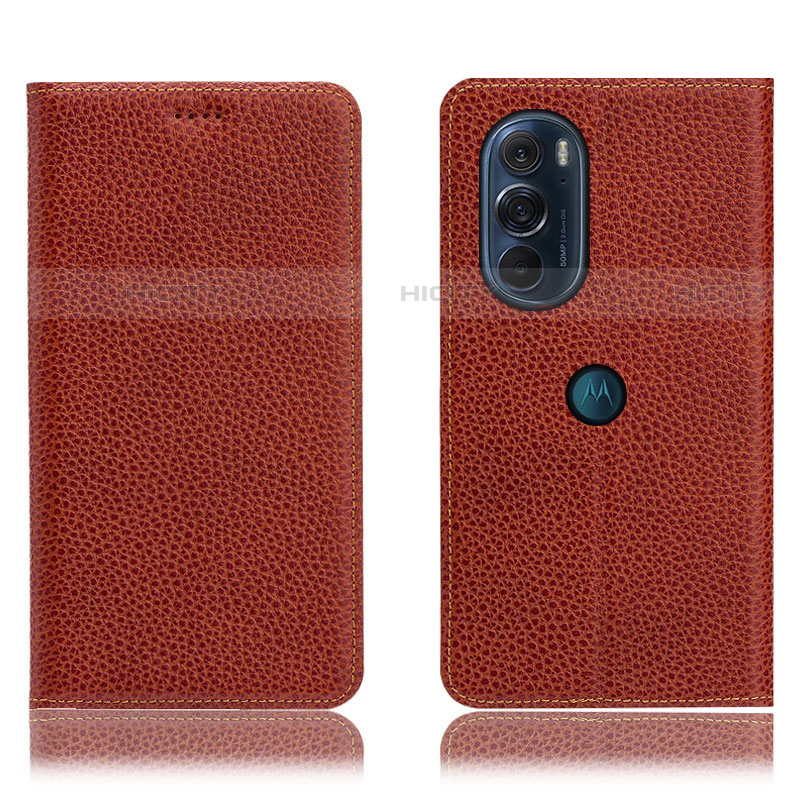 Coque Portefeuille Livre Cuir Etui Clapet H02P pour Motorola Moto Edge X30 5G Marron Plus