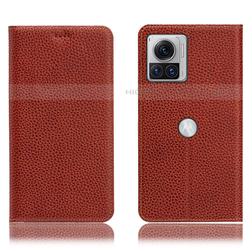 Coque Portefeuille Livre Cuir Etui Clapet H02P pour Motorola Moto Edge X30 Pro 5G Marron Plus