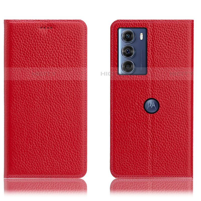 Coque Portefeuille Livre Cuir Etui Clapet H02P pour Motorola Moto G200 5G Rouge Plus