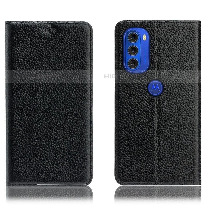 Coque Portefeuille Livre Cuir Etui Clapet H02P pour Motorola Moto G51 5G Noir Plus