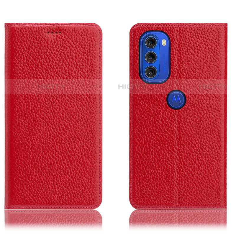 Coque Portefeuille Livre Cuir Etui Clapet H02P pour Motorola Moto G51 5G Rouge Plus