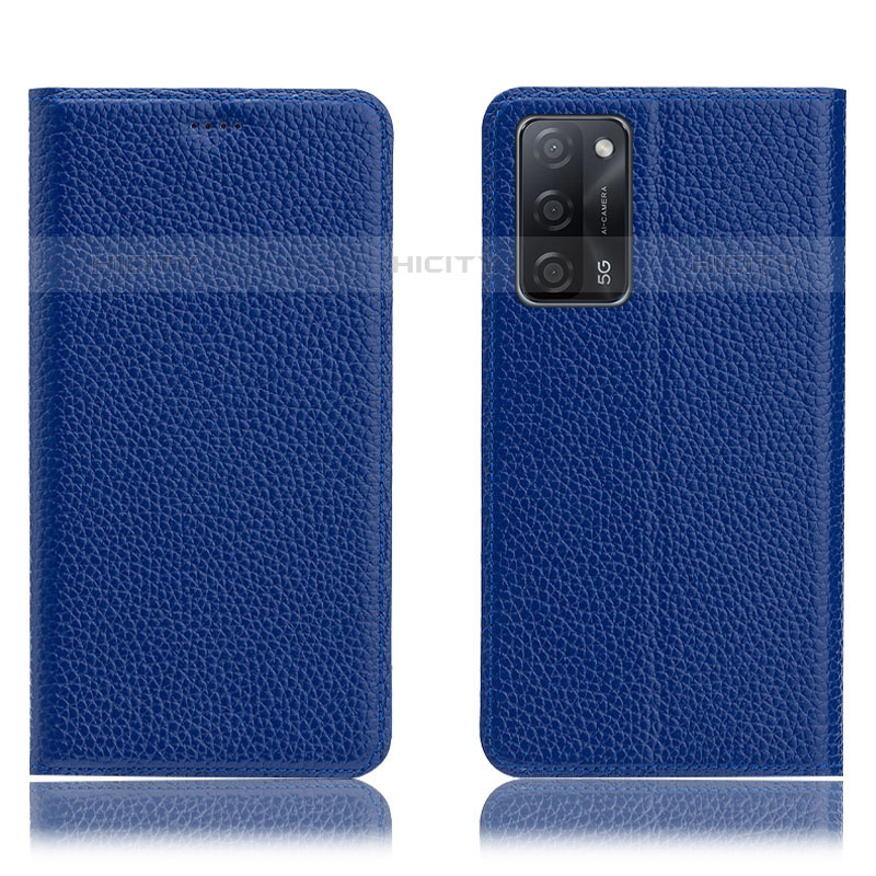 Coque Portefeuille Livre Cuir Etui Clapet H02P pour Oppo A53s 5G Bleu Plus