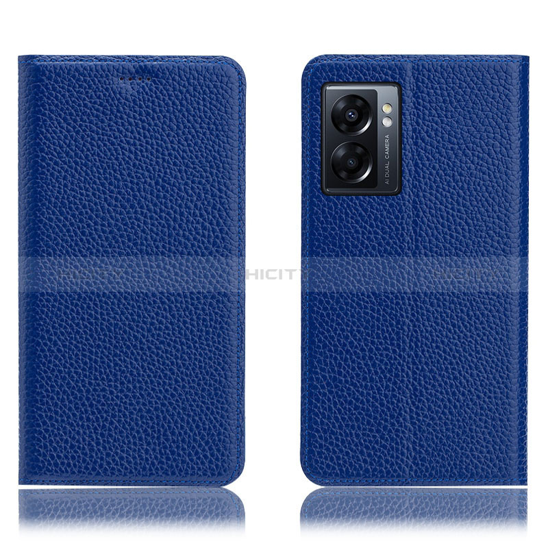 Coque Portefeuille Livre Cuir Etui Clapet H02P pour Oppo A57 5G Bleu Plus