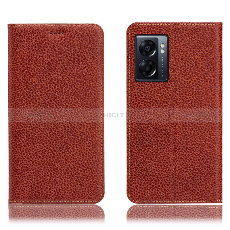 Coque Portefeuille Livre Cuir Etui Clapet H02P pour Oppo A57 5G Marron Plus