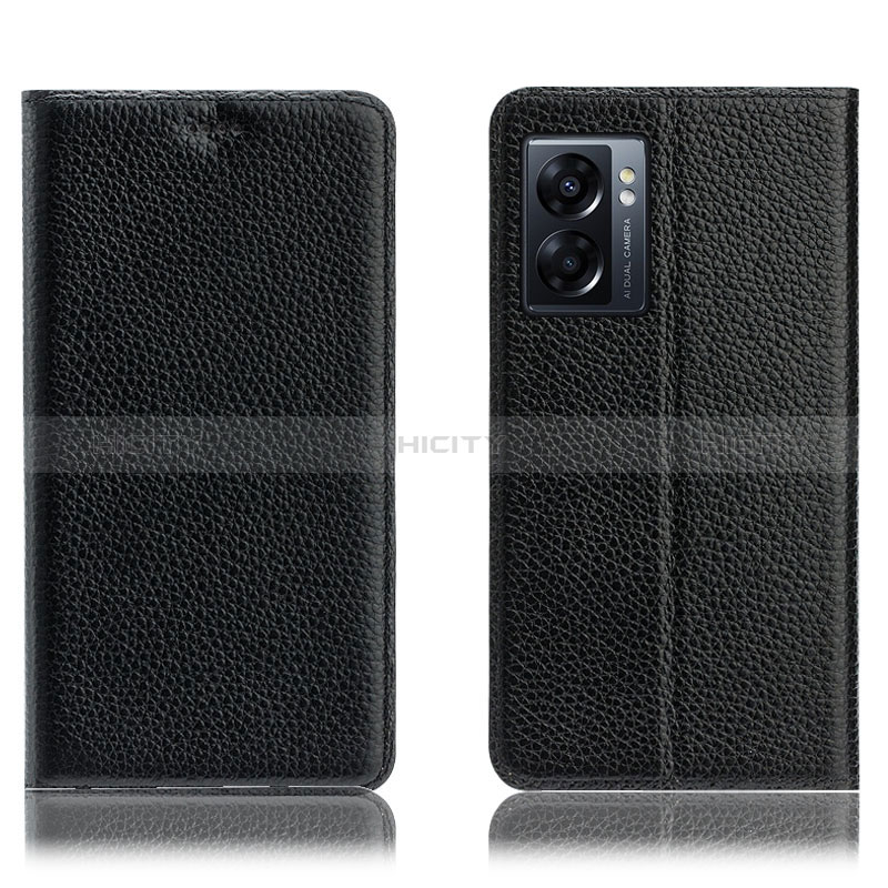 Coque Portefeuille Livre Cuir Etui Clapet H02P pour Oppo A57 5G Noir Plus