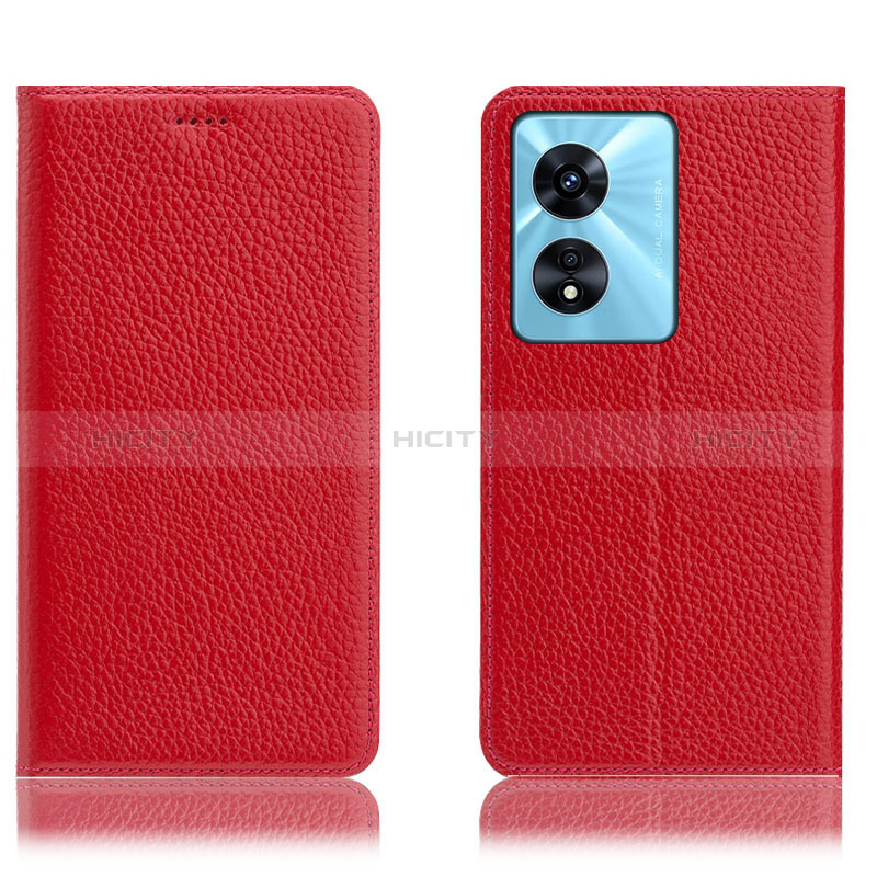 Coque Portefeuille Livre Cuir Etui Clapet H02P pour Oppo A58 5G Rouge Plus