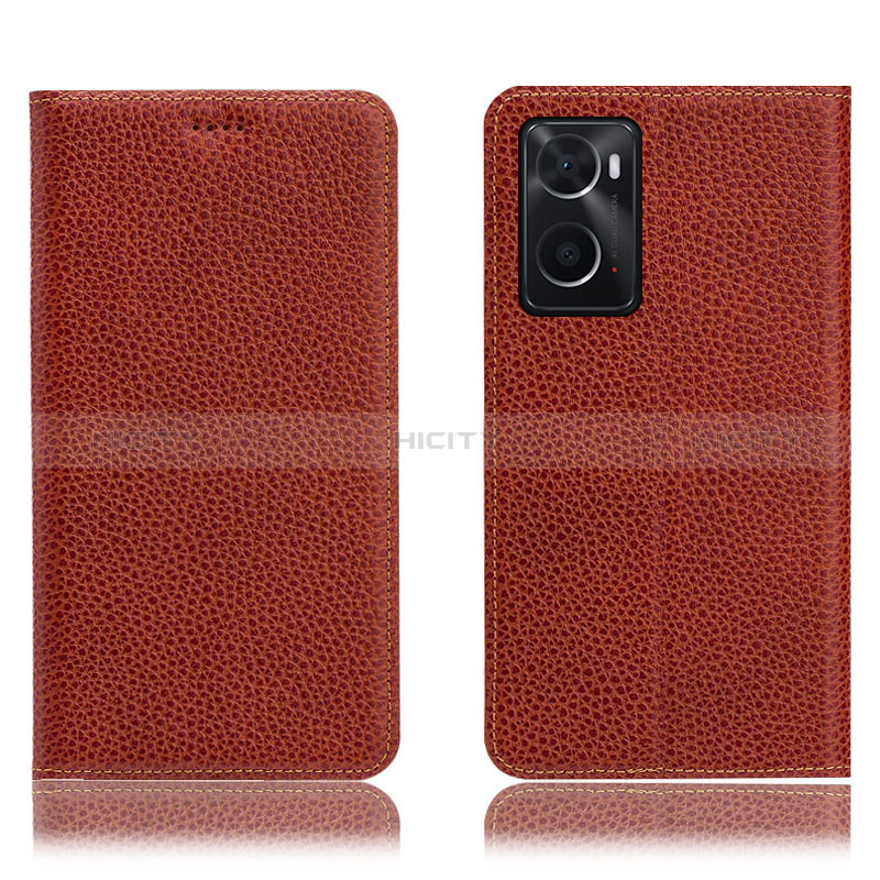 Coque Portefeuille Livre Cuir Etui Clapet H02P pour Oppo A76 Marron Plus