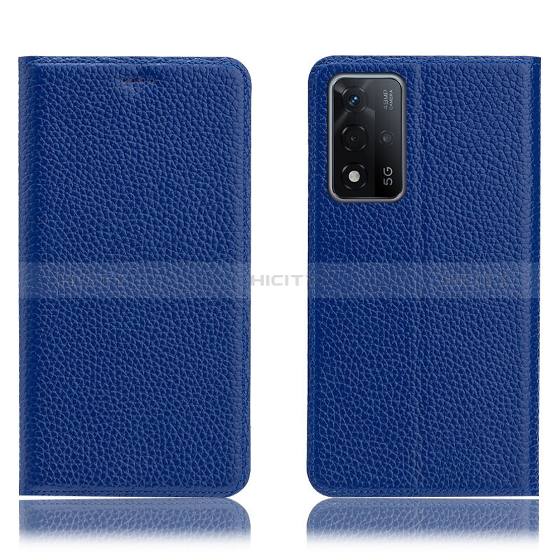 Coque Portefeuille Livre Cuir Etui Clapet H02P pour Oppo A93s 5G Bleu Plus