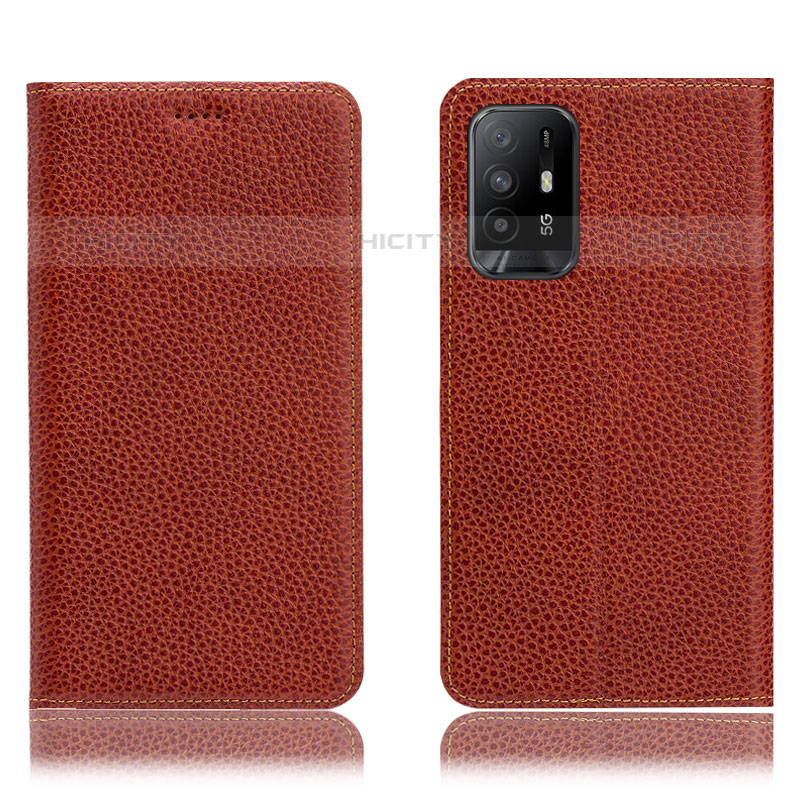 Coque Portefeuille Livre Cuir Etui Clapet H02P pour Oppo A94 5G Marron Plus