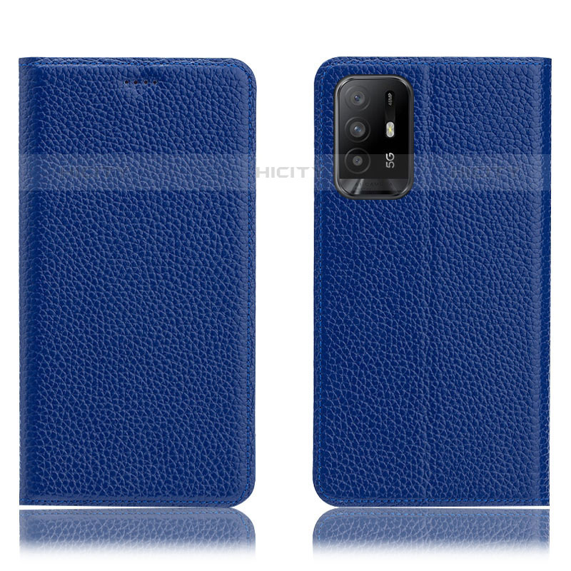 Coque Portefeuille Livre Cuir Etui Clapet H02P pour Oppo A95 5G Bleu Plus