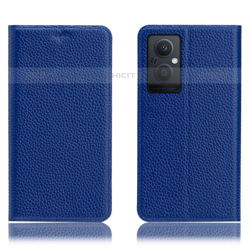 Coque Portefeuille Livre Cuir Etui Clapet H02P pour Oppo F21 Pro 5G Bleu Plus