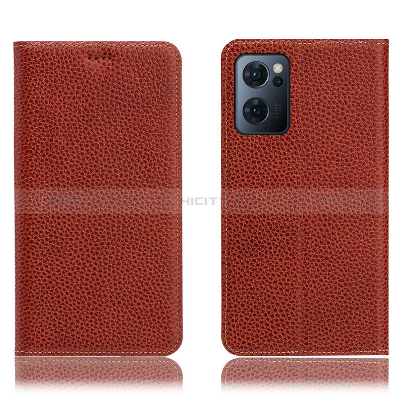 Coque Portefeuille Livre Cuir Etui Clapet H02P pour Oppo Find X5 Lite 5G Marron Plus