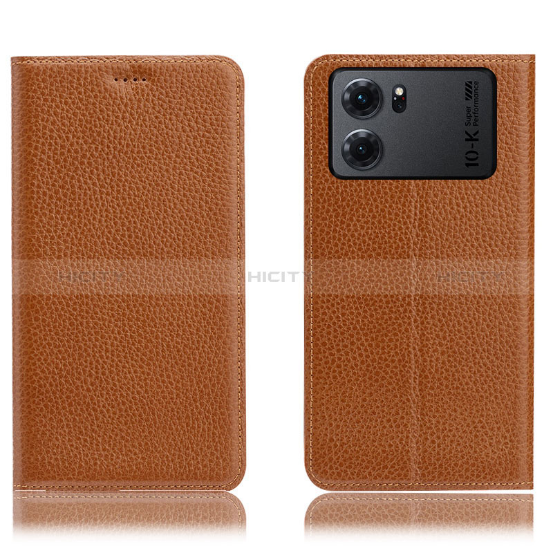 Coque Portefeuille Livre Cuir Etui Clapet H02P pour Oppo K10 5G Brun Clair Plus